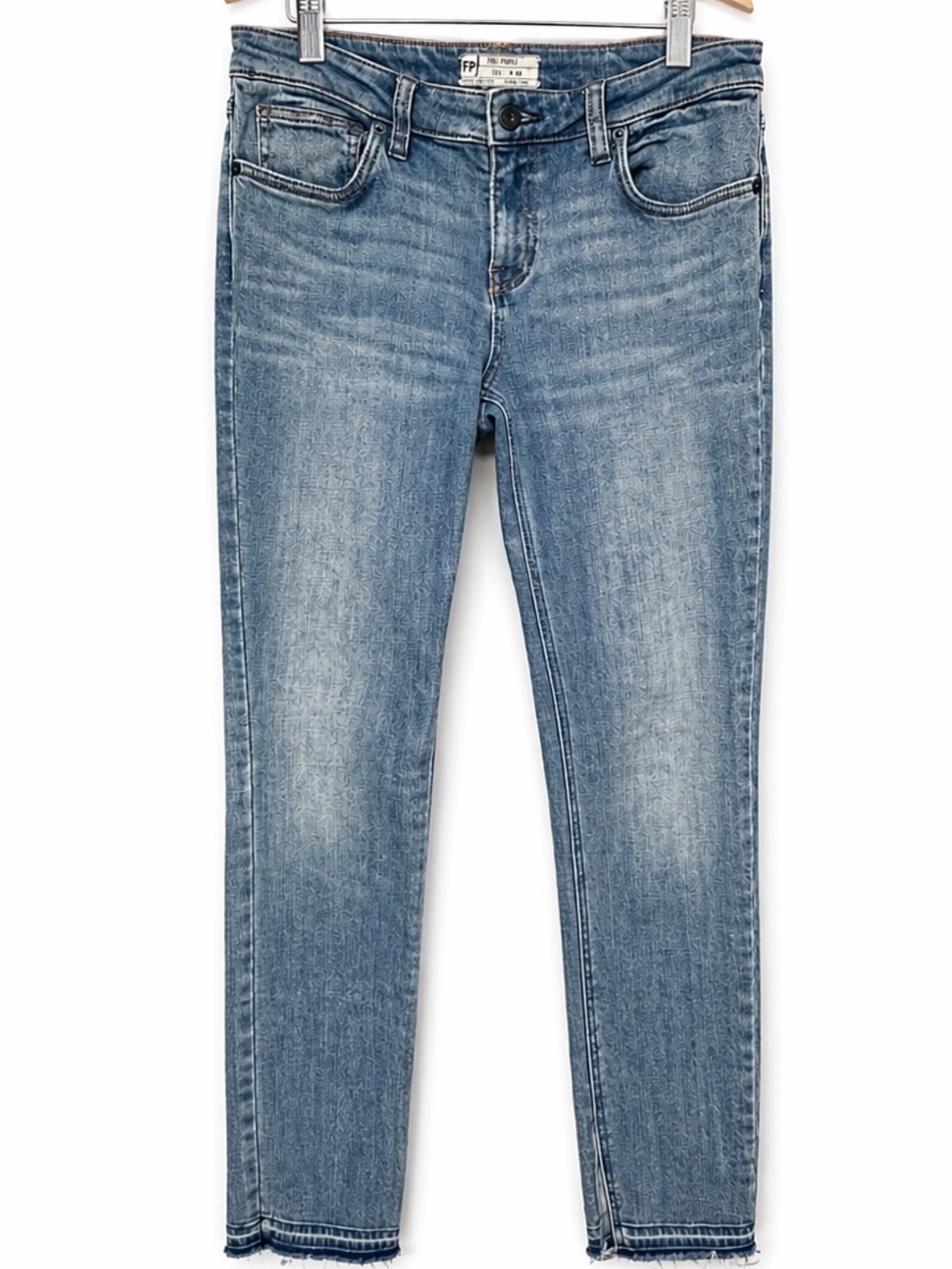 Free People Shark Bite Raw Hem Skinny Ankle Jeans Light Wash Women's 30